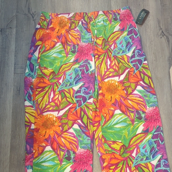 Zara Pants - Zara Orange and Pink Casual Bottoms with Tropical Print